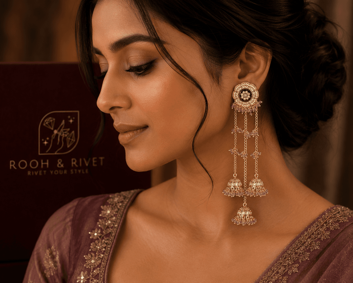 Amethyst Tassel Jhumka Earrings image 2