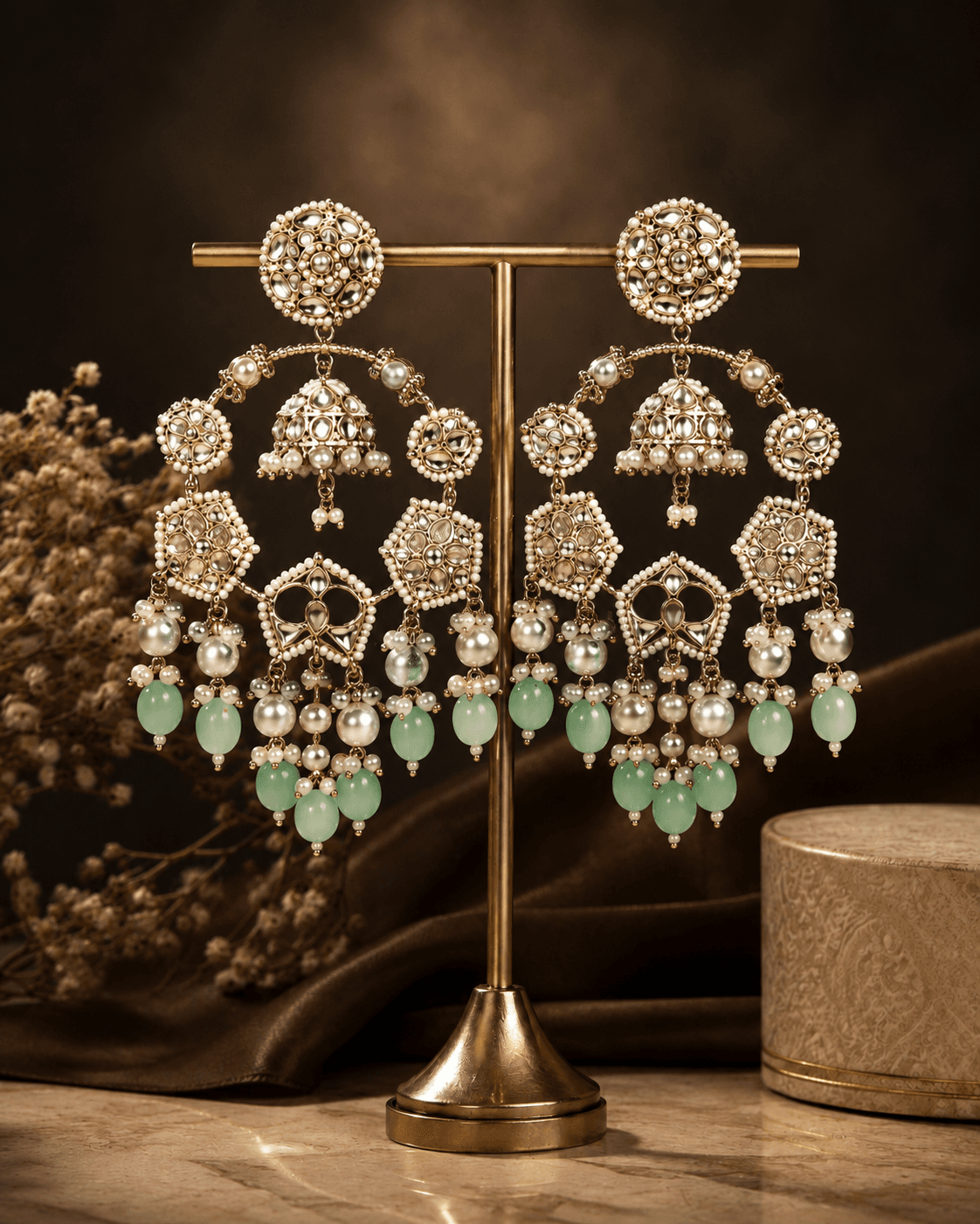 Ziya Mint Chandbali Earrings image 1