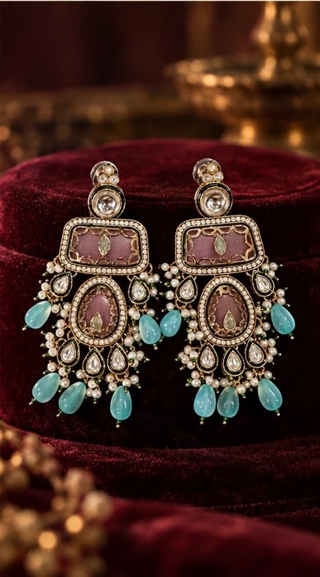 Saira blush & aqua Earrings image 1